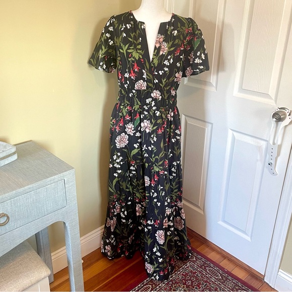 Anthropologie Somerset Black Floral Maxi Dress XL - Picture 4 of 12